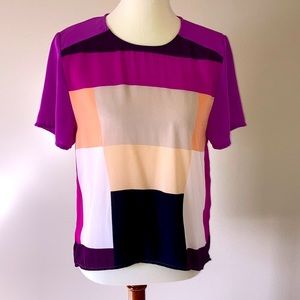 💜 Calvin Klein color block, high-low blouse